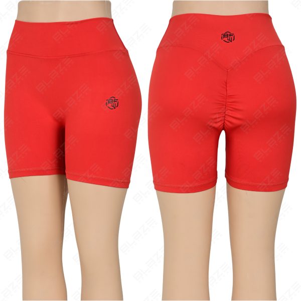 BSW Women’s Booty Shorts – Breathable, Four-Way Stretch Spandex/Nylon Fabric, Solid - Red - BSW-WBS-3302 - Image 3