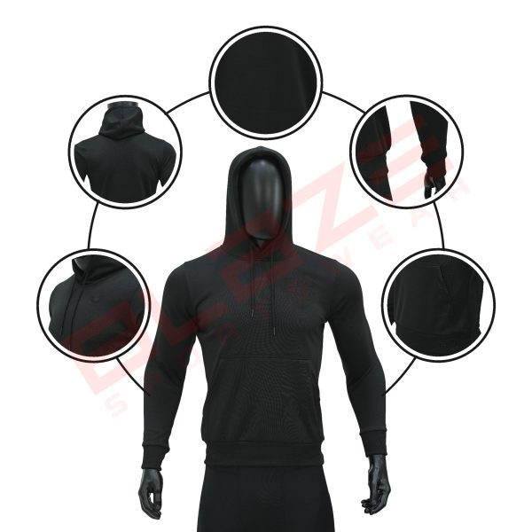 Men's Pullover Hoodie - Soft, Comfortable Cotton Blend, Stylish, Cozy & Warm for Winter, Perfect for Casual Wear - Black - BSW-HS-1713 - Image 3