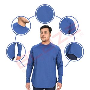 BSW Premium Men’s Full Sleeve T-Shirt – Comfortable, Stylish, Perfect for Workouts & Everyday Wear – Blue – BSW-MTS-1206